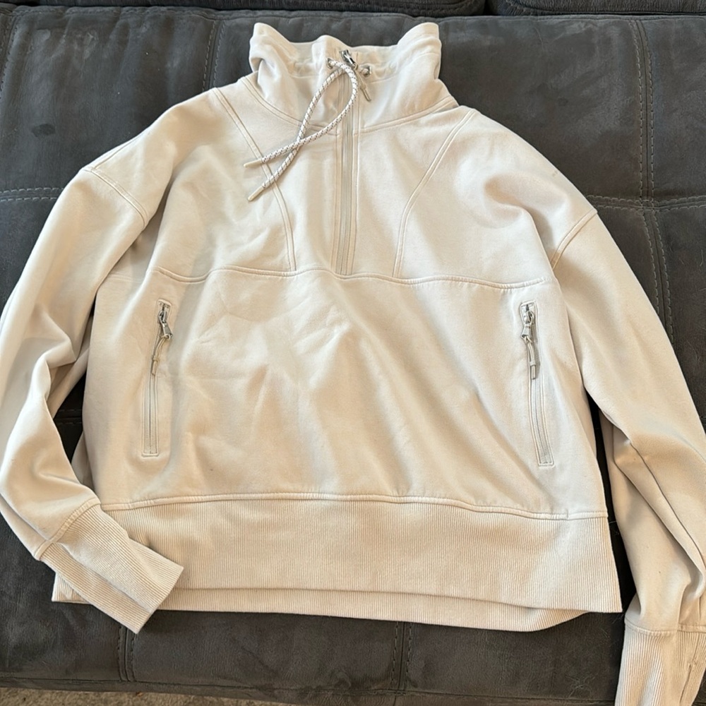 Old Navy Cream Dynamic Fleece Half Zip Size 2X - Picture 2 of 5